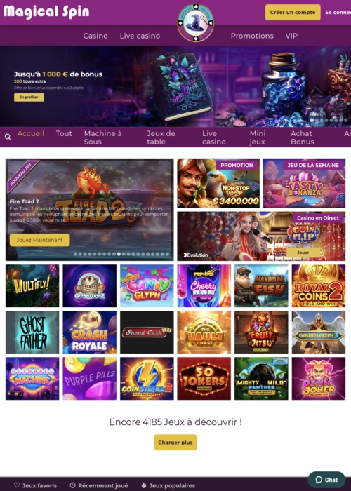 Spielauswahl magische Slots Sammlung Magical Spin